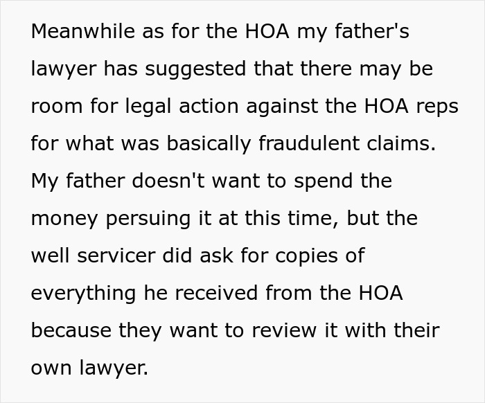 Text about possible legal action against HOA representatives Text about possible legal action against HOA representatives