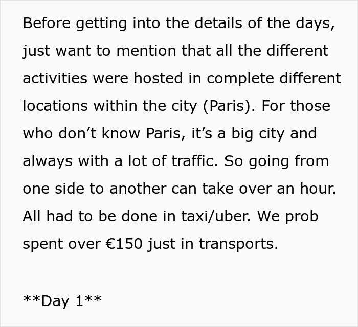 Description of wedding events across different Paris locations with transportation costs Description of wedding events across different Paris locations with transportation costs