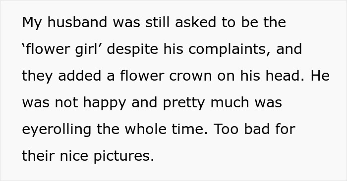 Husband reluctantly wears flower crown as flower girl in unique wedding Husband reluctantly wears flower crown as flower girl in unique wedding