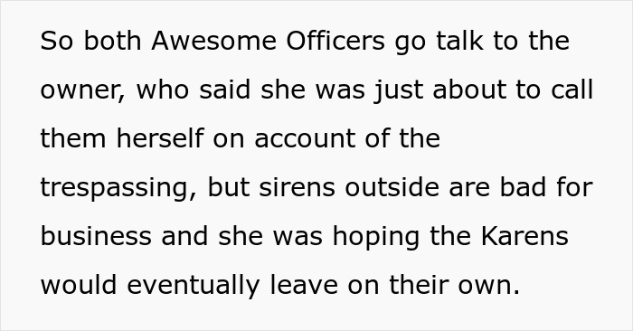 Officers talk to the owner of the pub where a pregnant woman works; she nearly called cops on fanatics for trespassing.