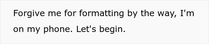 Text apologizing for formatting and starting story Text apologizing for formatting and starting story