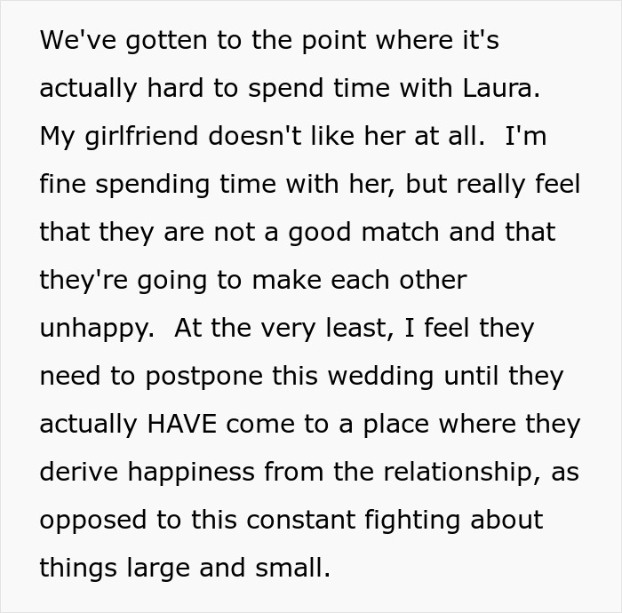 Friends feel couple is a bad match and unhappy before wedding Friends feel couple is a bad match and unhappy before wedding
