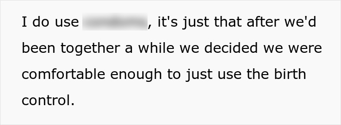 Text about using birth control after building comfort in relationship