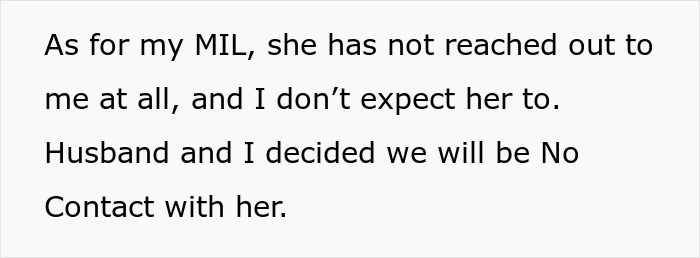 Couple decides on no contact with MIL after conflict