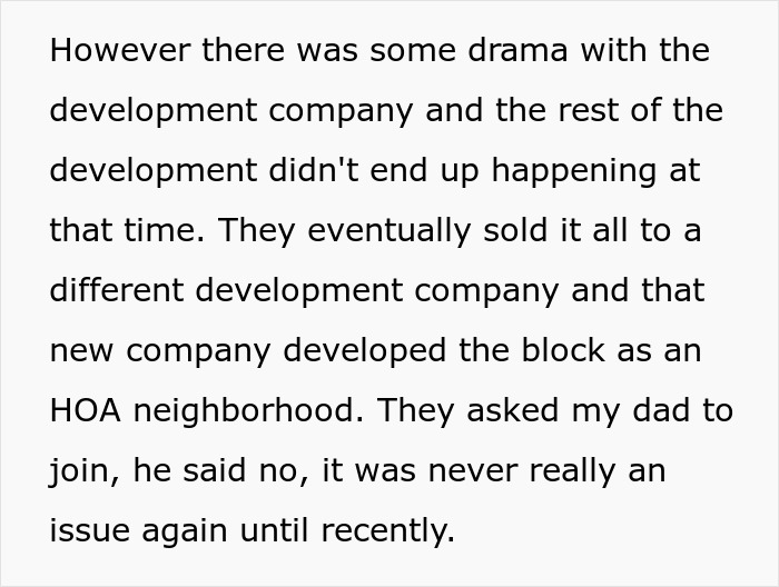 Text describing HOA development and refusal to join relating to water access Text describing HOA development and refusal to join relating to water access