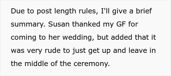 Summary of rude behavior at wedding amid panic attack Summary of rude behavior at wedding amid panic attack