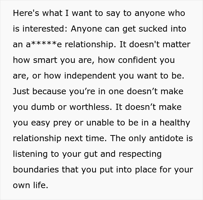 Text explaining that anyone can be in a toxic relationship and emphasizing the importance of respecting boundaries to avoid jealousy and ridiculous rules.