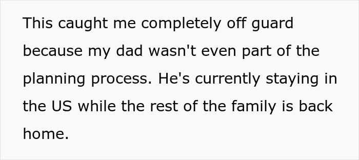 The text explains how the dad, not involved in planning, hijacked the family vacation plans. The text explains how the dad, not involved in planning, hijacked the family vacation plans.