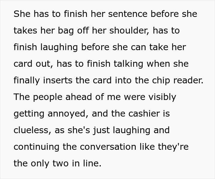 Screenshot of text about an annoying Walmart shopper delaying a checkout line with conversation. Walmart shoppers. Screenshot of text about an annoying Walmart shopper delaying a checkout line with conversation. Walmart shoppers.