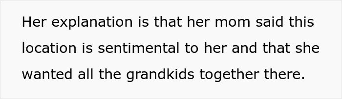Wife explains the dreaded annual family trip with in-laws is sentimental for her mom and grandkids.