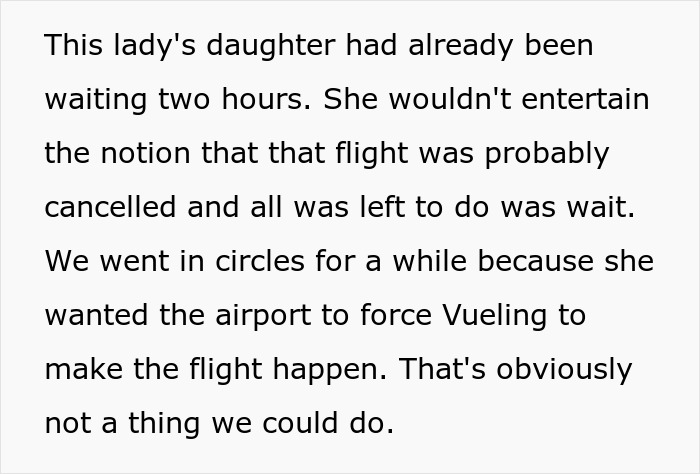 Text about a passenger's daughter waiting after probable flight cancellation Text about a passenger's daughter waiting after probable flight cancellation