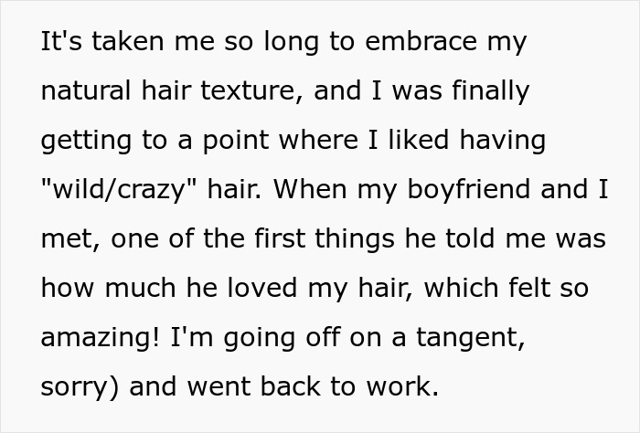 A woman embraces her natural hair texture, finding confidence despite it being called wild and messy.