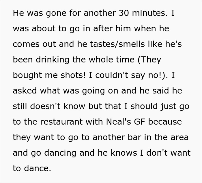 Text snippet: an introverted GF ignored during a bar crawl for a birthday, then told to go to a restaurant. Text snippet: an introverted GF ignored during a bar crawl for a birthday, then told to go to a restaurant.