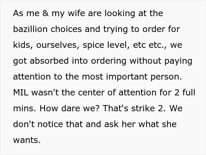 Text snippet about Mother's Day, describing an attention-seeker mom feeling ignored during ordering. Text snippet about Mother's Day, describing an attention-seeker mom feeling ignored during ordering.