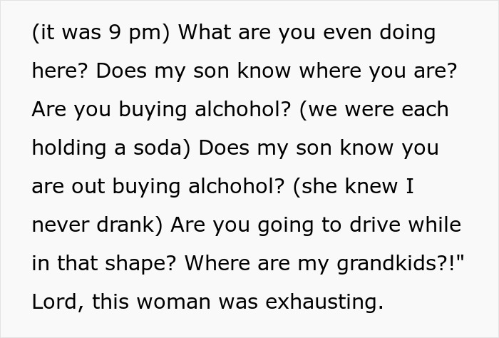 Text snippet showing a mother-in-law confronting DIL, attempting to humiliate her in public. Text snippet showing a mother-in-law confronting DIL, attempting to humiliate her in public.