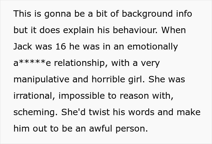 Text with background info on boyfriend's behavior influenced by past relationship Text with background info on boyfriend's behavior influenced by past relationship