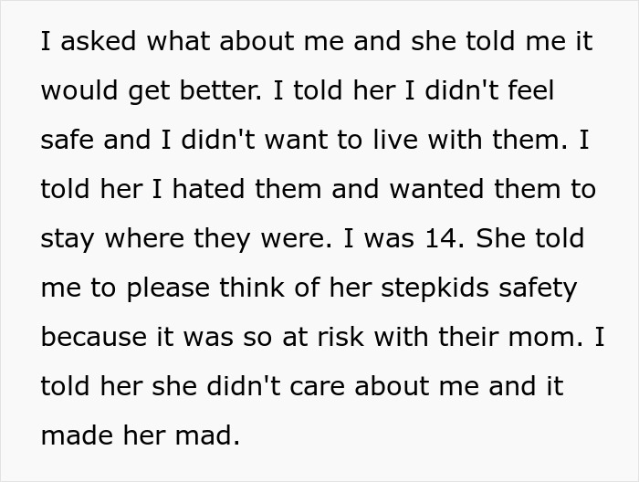 Teen tells mom she feels unsafe and doesn't want to live with them