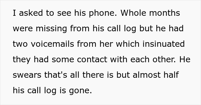 Text describing a toxic guy hiding his call log, showing his jealousy and ridiculous rules in a relationship.