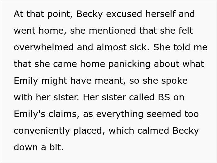 A screenshot of text about a wife's creepy friend staging a post-intimacy scene to steal her hubby.