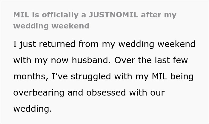 Screenshot of text about a mother-in-law making the wedding weekend a spectacle. Screenshot of text about a mother-in-law making the wedding weekend a spectacle.