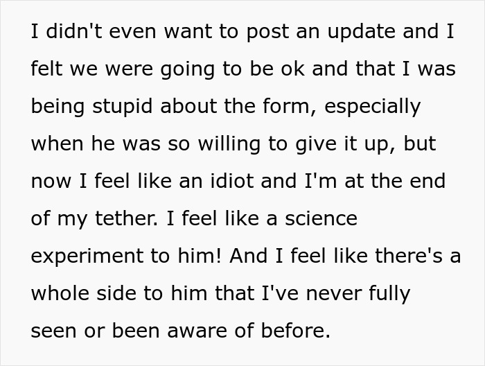 Text expressing feeling like a science experiment due to obsessive data collection in a relationship Text expressing feeling like a science experiment due to obsessive data collection in a relationship