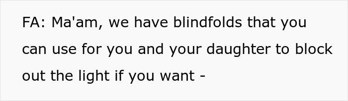 Flight attendant offers blindfolds to block seat light on plane Flight attendant offers blindfolds to block seat light on plane