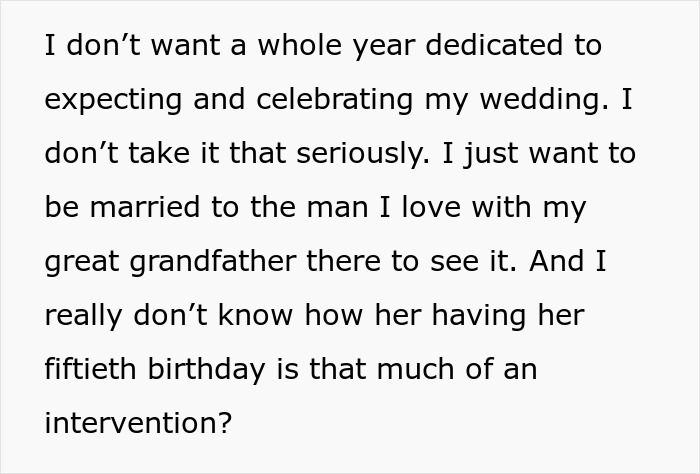 A Mom wants a whole year to celebrate her birthday, tells daughter her wedding can wait. A Mom wants a whole year to celebrate her birthday, tells daughter her wedding can wait.