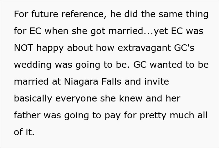 Entitled woman tells sister her wedding is ruining her vacation. Screenshot about sister's unhappiness with Niagara Falls wedding.