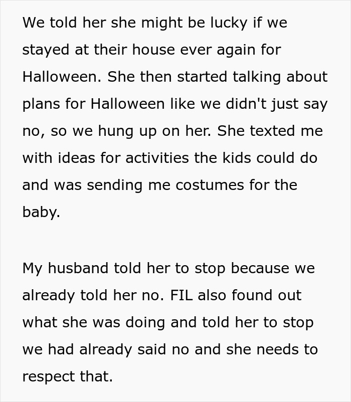 Screenshot of text describing a mother-in-law's refusal to leave during contractions.