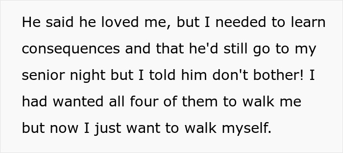 18YO Refuses To Have Dad Walk Her On Senior Night After He Held A Grudge Over One Stupid Argument 18YO Refuses To Have Dad Walk Her On Senior Night After He Held A Grudge Over One Stupid Argument