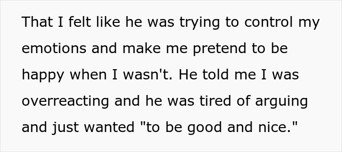 Text describing a toxic guy trying to control his GF's emotions and making rules.