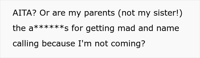 A screenshot of a Reddit post questioning parents for sponsoring a sister's trip, highlighting disrespect for a frugal life. A screenshot of a Reddit post questioning parents for sponsoring a sister's trip, highlighting disrespect for a frugal life.