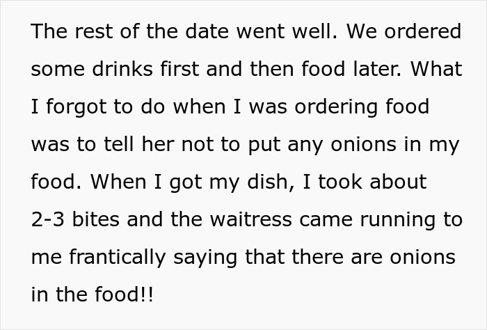 Text about a restaurant emergency room incident with a lie about a food allergy.