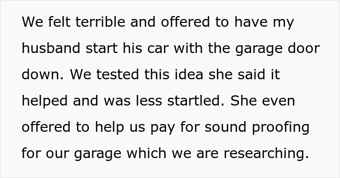 Text describing solutions, including soundproofing the garage, to address the anxious neighbor's complaints. Text describing solutions, including soundproofing the garage, to address the anxious neighbor's complaints.