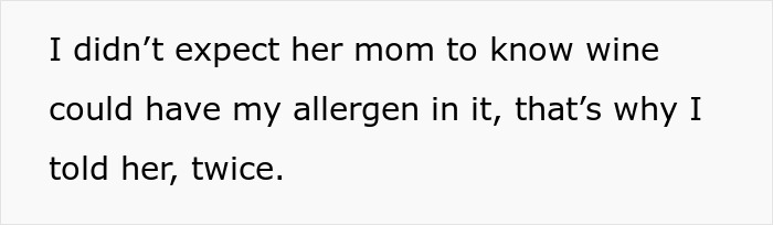 DIL surprised MIL didn't know wine has allergen