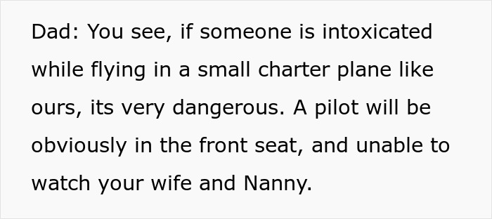 Dad explains dangers of intoxication on a small charter plane to boss Dad explains dangers of intoxication on a small charter plane to boss