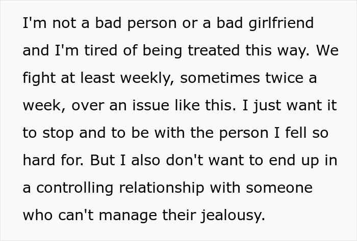 Screenshot of a post about a toxic guy, expressing desire to avoid a controlling relationship due to jealousy.