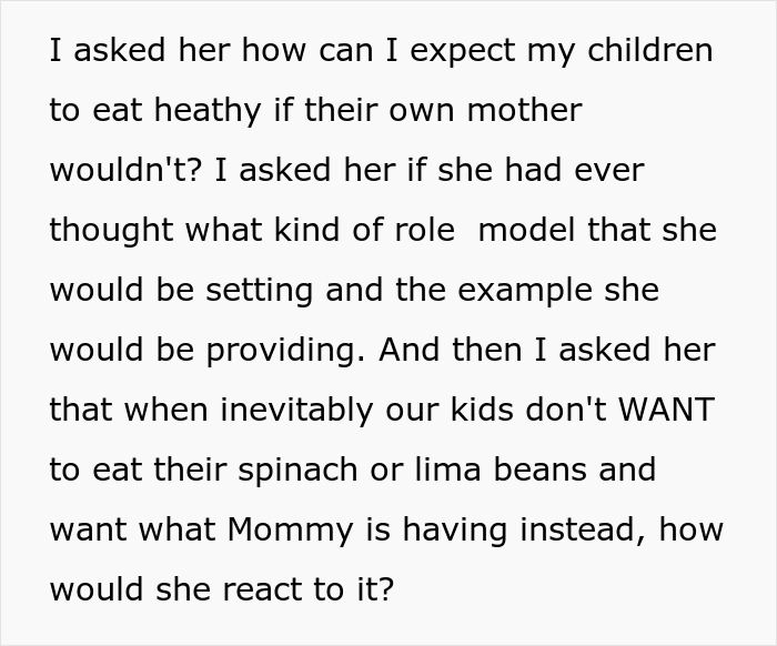 Text snippet questioning how a picky eater girlfriend will be a role model for children. Text snippet questioning how a picky eater girlfriend will be a role model for children.