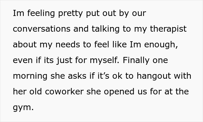 Text snippet: He feels put out by conversations. His wife asks to hang out with an old coworker. open marriage Text snippet: He feels put out by conversations. His wife asks to hang out with an old coworker. open marriage