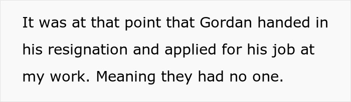 Text showing that Gordan resigned from the company, linking to the guy fired for stealing.