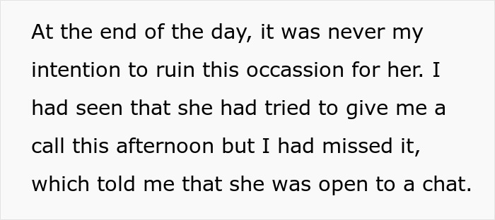 Text about missed call and intention not to ruin gender reveal celebration Text about missed call and intention not to ruin gender reveal celebration