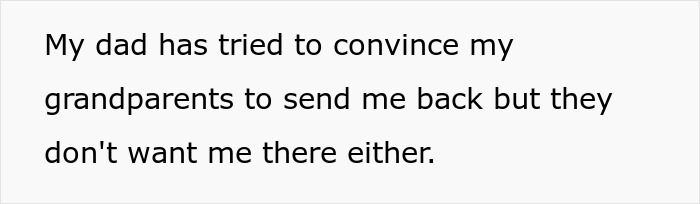 Teen ditches home: Text revealing grandparents unwillingness to send teen back home.