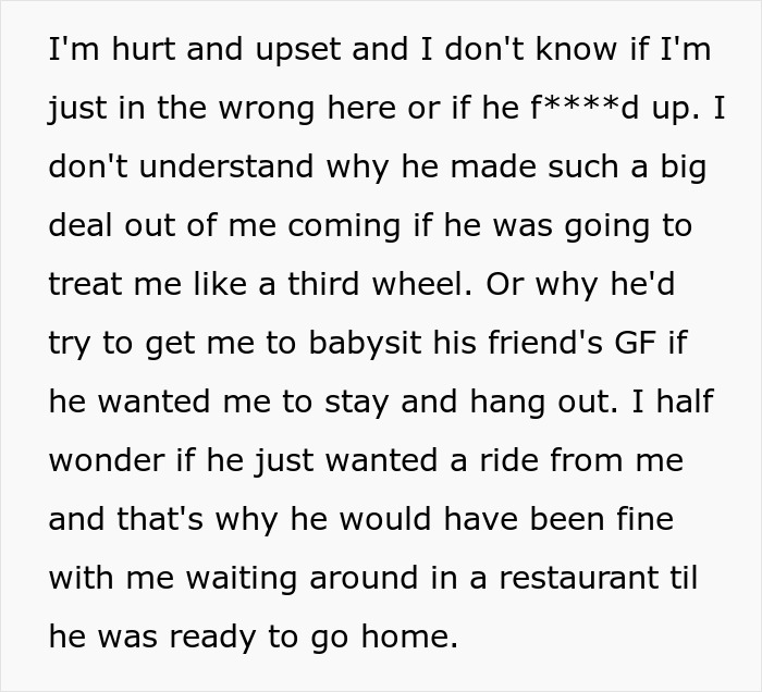 Upset introverted GF wonders if she's wrong about birthday bar crawl or if boyfriend messed up. Upset introverted GF wonders if she's wrong about birthday bar crawl or if boyfriend messed up.