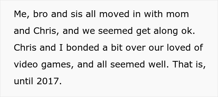 Siblings take brutal revenge on cheater stepdad, who ends up in jail, without a job or family. Third paragraph of text. Siblings take brutal revenge on cheater stepdad, who ends up in jail, without a job or family. Third paragraph of text.