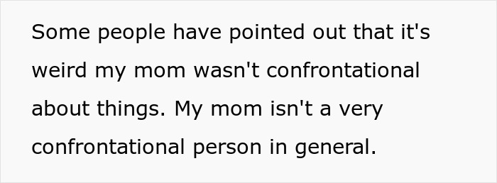 Text snippet about mom not being confrontational, related to a religious mom snooping in teen's room.