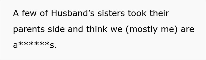 Husband's sisters side with parents in MIL family conflict