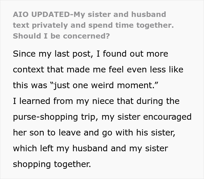 Hubby And Wife&rsquo;s Sis Text Privately And Spend Time Alone, Wife Gets Called Jealous For Speaking Up