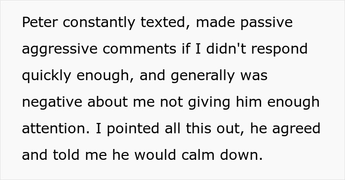 Toxic guy constantly texting and making passive-aggressive comments, showing his jealousy and ridiculous rules.