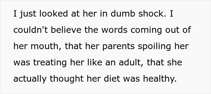 A screenshot showing text expressing shock about a picky eater girlfriend's perception of her diet and relationship. A screenshot showing text expressing shock about a picky eater girlfriend's perception of her diet and relationship.