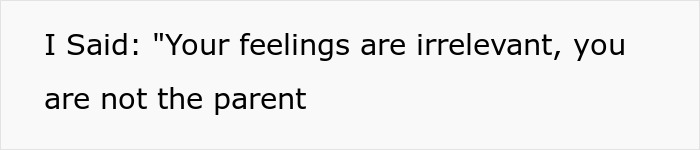Text reads: I Said: Your feelings are irrelevant, you are not the parent, representing a pregnant DIL snapping at MIL who wants the final say on baby's name.